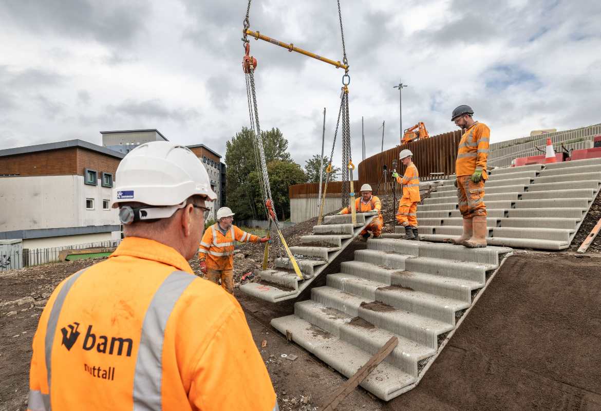 Big step forward for Glasgow bridge as BAM installs Scotland’s first 3D concrete printed staircase